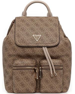 Guess Manhattan Monogram Flap Backpack - Natural