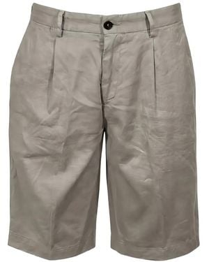 Devore Pleated-Detail Belt-Loop Chino Shorts - Grey