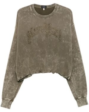 R13 Slogan-Appliqué Faded Sweatshirt - Green