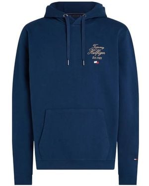 Tommy Hilfiger Logo-Embroidered Drawstring Hoodie - Blue