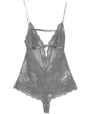 Patrizia Pepe Lace-Panelled Sheer Body - Grey
