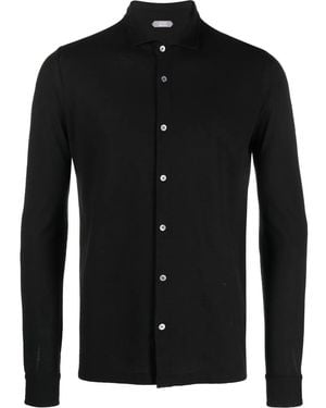 Zanone Spread-Collar Shirt - Black