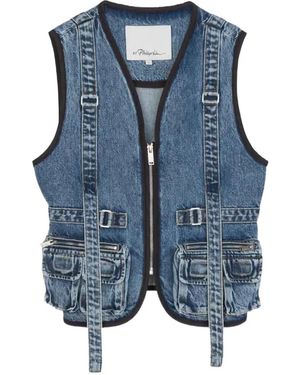 3.1 Phillip Lim Front-Pocket Denim Vest - Blue