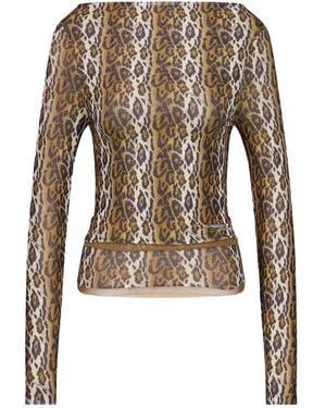House Of Sunny Animal-Print Long-Sleeve Top - Brown