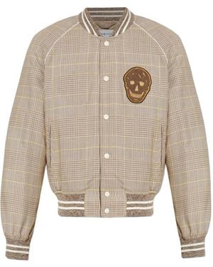 McQueen Checked Bomber Jacket - White