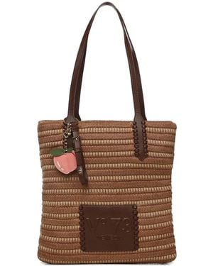 V73 Woven Top Handle Shoulder Bag - Brown