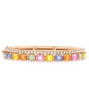 Pragnell Pulsera Rainbow en oro rosa de 18kt con diamante y zafiro - Blanco