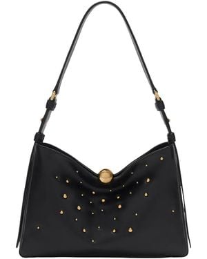 Furla Studded Sfera Soft Shoulder Bag - Black