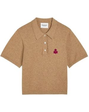 Isabel Marant Althea Logo-Appliquéd Polo Shirt - Natural