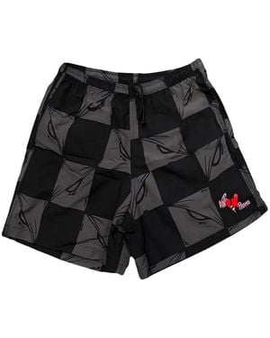 ANTI PROMO Matty Boy 99 Eyes Chequered Shorts - Black