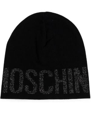 Moschino Logo-Embroidered Beanie Hat - Zwart