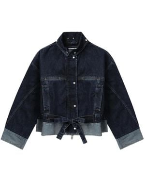 3.1 Phillip Lim Belted Contrast-Panel Denim Jacket - Blue