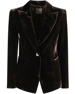 Kiltie Fluwelen Blazer Met Enkele Knoop - Zwart