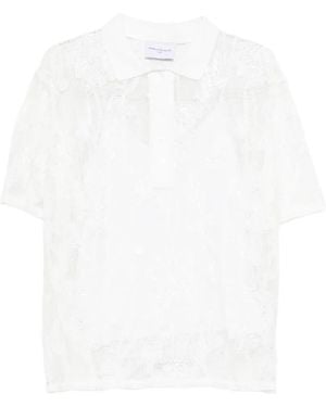 Isabelle Blanche Floral-Motif Polo Top - White