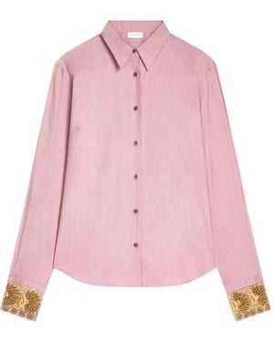 Dries Van Noten Embroidered Cotton Poplin Shirt - Pink