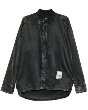 Maison Mihara Yasuhiro Acid-Wash Logo-Patch Shirt - Black