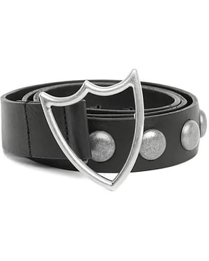 HTC Shield-Buckle Studded Belt - Black