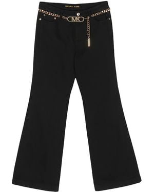MICHAEL Michael Kors Chain-Belt Flared Cotton Jeans - Black