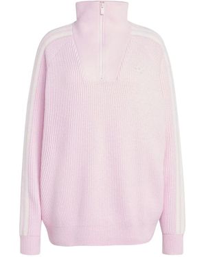 adidas Funnel-Neck Zip-Detail Jumper - Pink