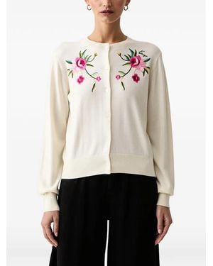 KENZO Wildflower Logo-Embroidered Cardigan - White