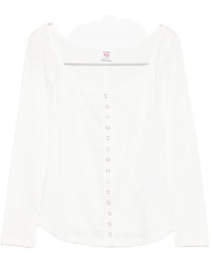 RE/DONE Olivia Press-Stud Top - White