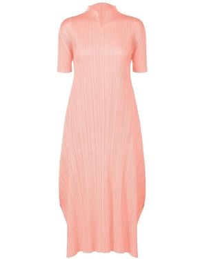 Pleats Please Issey Miyake Pleated A-Line Dress - Pink