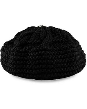 Chrome Hearts Cable-Knit Button-Detail Beret - Black