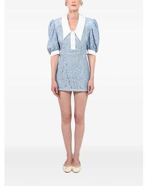 ROWEN ROSE Lace Puff-Sleeve Dress - Blue