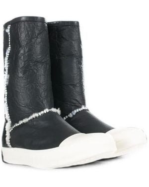 Rick Owens Shearling-Trim Ankle Boots - Black