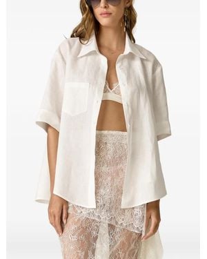 Pink Short-Sleeve Shirt - White