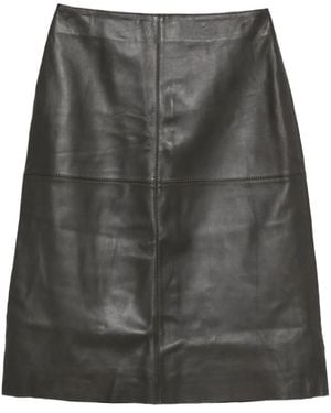 Soeur Leather A-Line Skirt - Grey