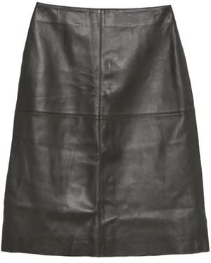 Soeur Leather A-Line Skirt - Grey