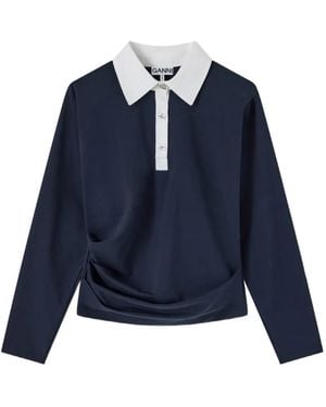 Ganni Poloshirt Aus Marineblauem Jersey