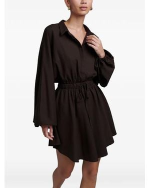 ST MRLO Shauna Drawstring-Waist Long-Sleeve Mini Dress - Black