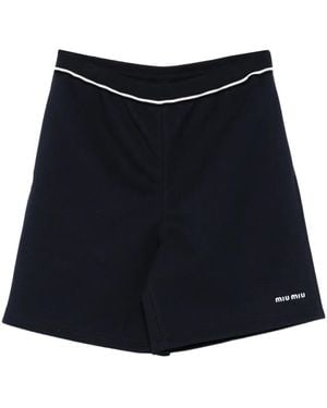 Miu Miu Shorts Con Vita Elasticizzata - Nero