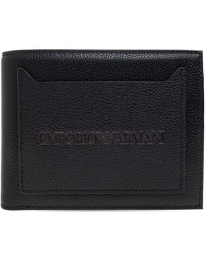 Emporio Armani Embossed-Logo Leather Wallet - Black