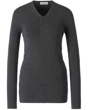 Jil Sander Vネック セーター - ブラック