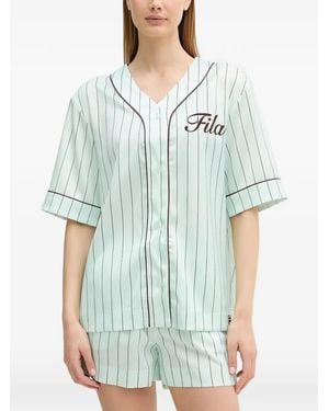 Fila Fiesole Pinstripe-Print V-Neck Shirt - Blue