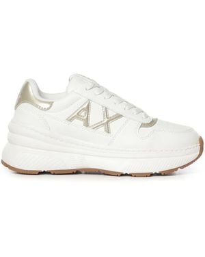 ARMANI EXCHANGE Logo-Patch Chunky-Sole Trainers - White