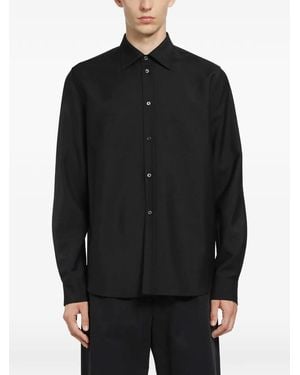 Jil Sander Wool-Mohair Canvas Shirt - Black