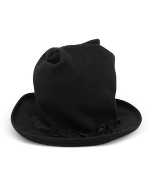 Yohji Yamamoto Ruffled-Trim Fedora Hat - Black