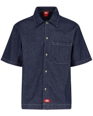 Dickies Short-Sleeve Logo-Patch Shirt - Blue