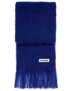 Jil Sander Foulard Slim En Laine Mélangée - Bleu