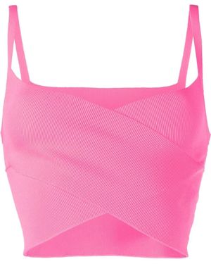 MSGM Cross-Strap Cropped Top - Pink