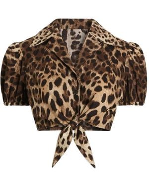 Dolce & Gabbana Dolce & Gabbana Leo Print Cotton Top - Brown
