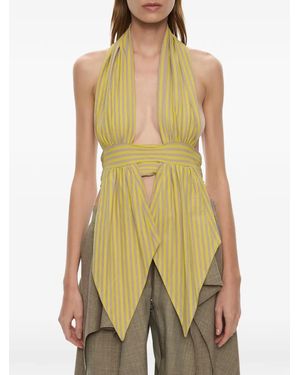 Christopher Esber Stripe-Pattern Draped Halter Top - Yellow