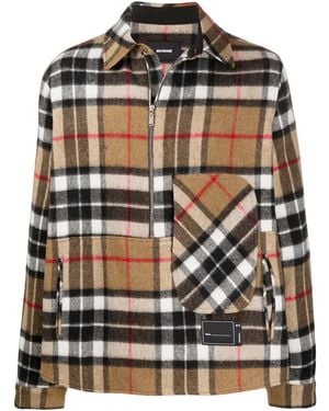 we11done Camicia A Quadri Con Mezza Zip - Multicolore