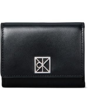 Calvin Klein Portefeuille En Cuir À Détail De Logo - Noir