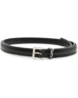Saint Laurent Cassandre Extra Thin Belt - White