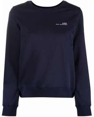 A.P.C. Logo-Print Cotton Sweatshirt - Blue